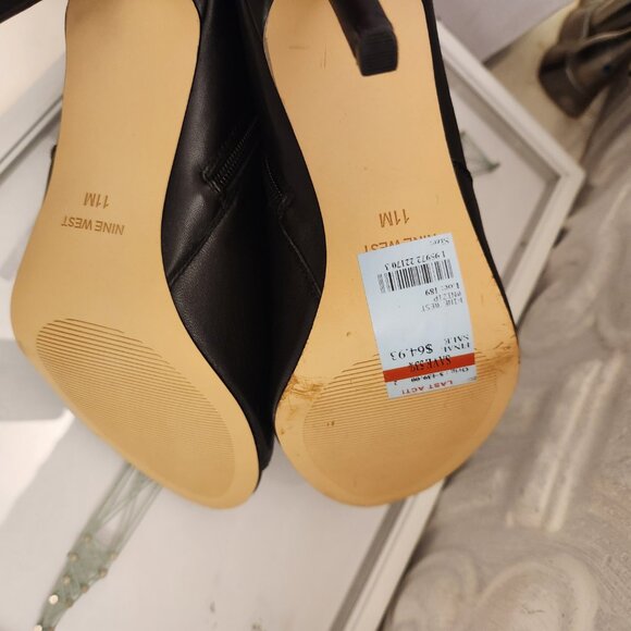 Nine West Women's Izip Leather Peep Toe Booties, Black Size 11. NIB. - Picture 8 of 14